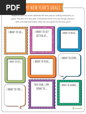 New Years Goals Worksheet