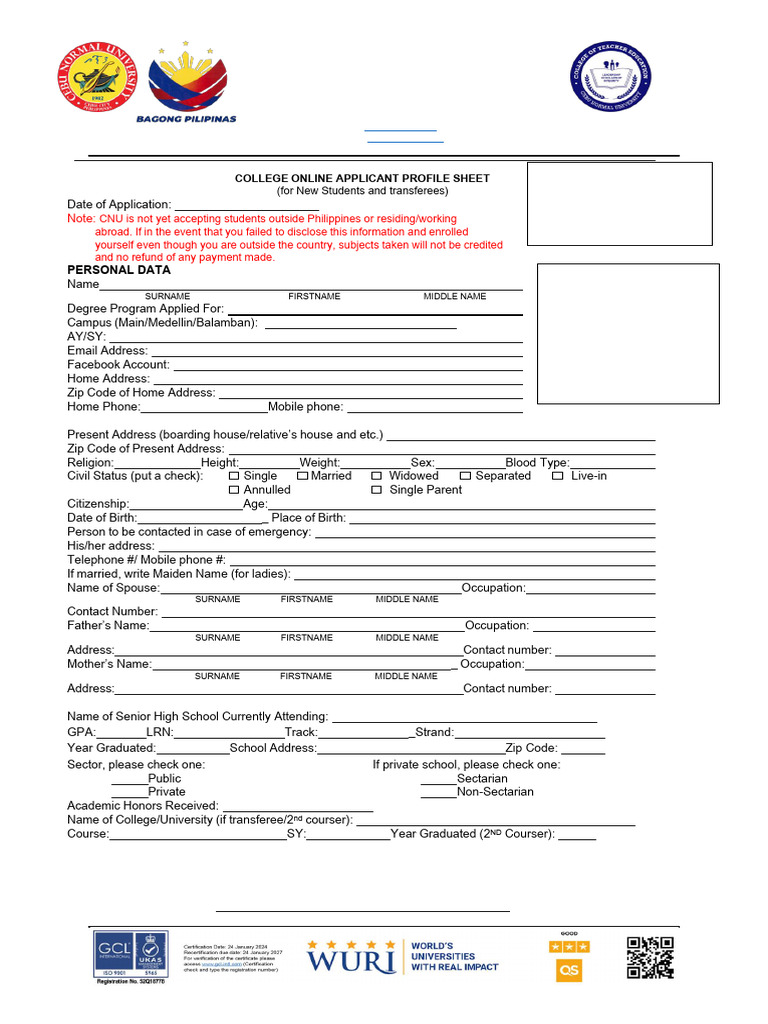 CTE Application Form | PDF