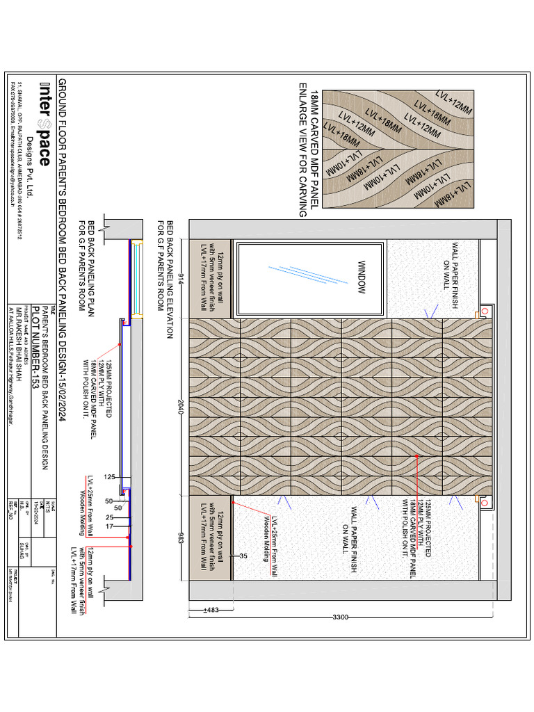 Parents Room Bed Back Paneling Working Design | PDF