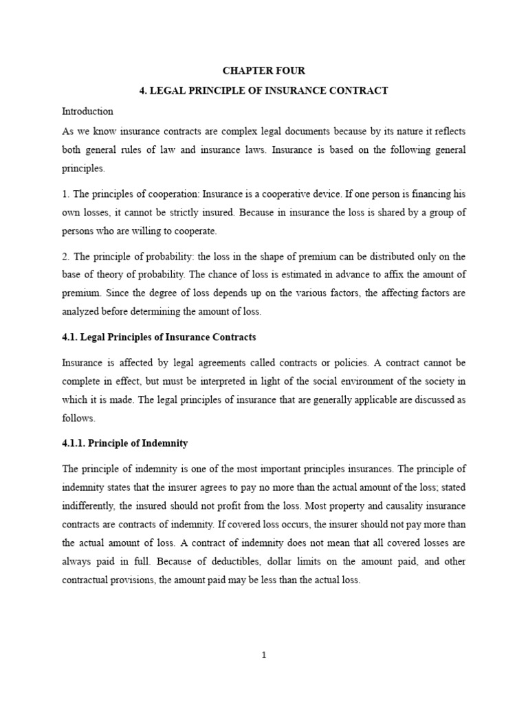 Legal Principles of Insurance Contracts | PDF | Insurance | Indemnity