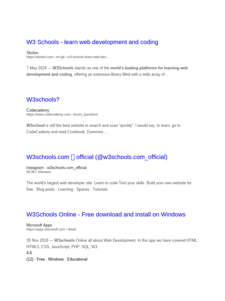 W3 Schools Css Html