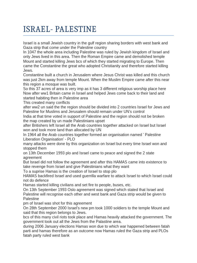 ISRAEL- PALESTINE | PDF | Hamas | Israel