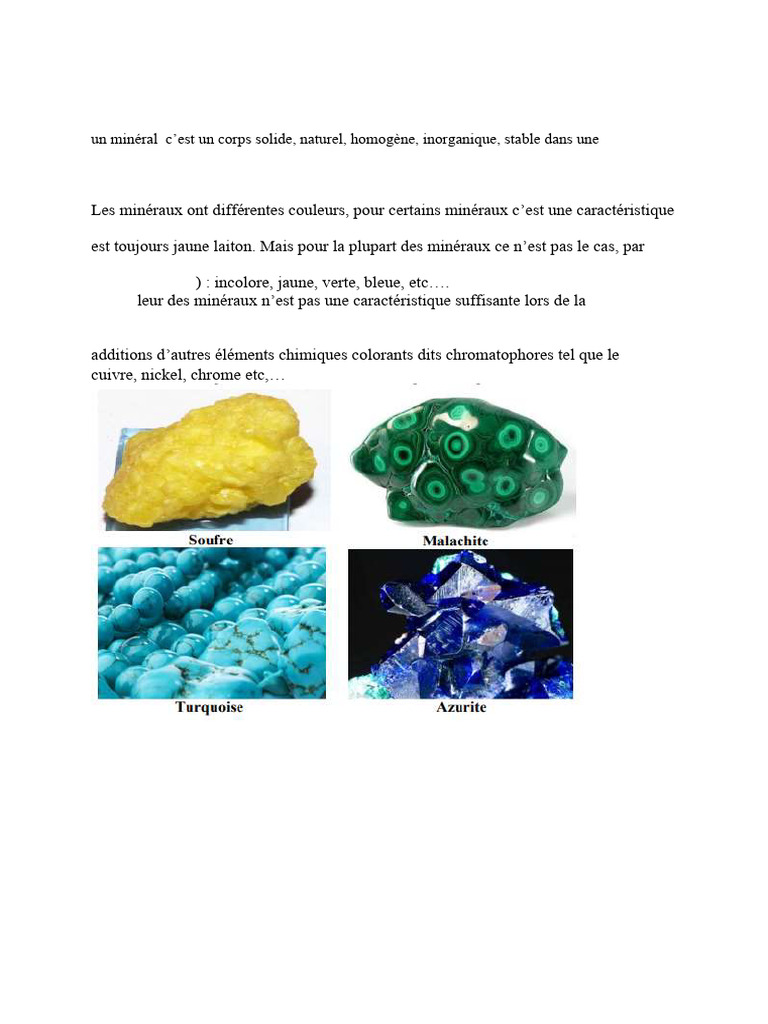 TP de Minéralogie : Propriétés et Tests | PDF | Minéral | Cristal