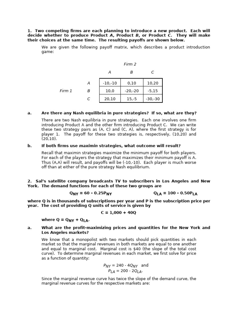Solutions To Final Study 2015 | PDF | Demand | Profit (Economics)