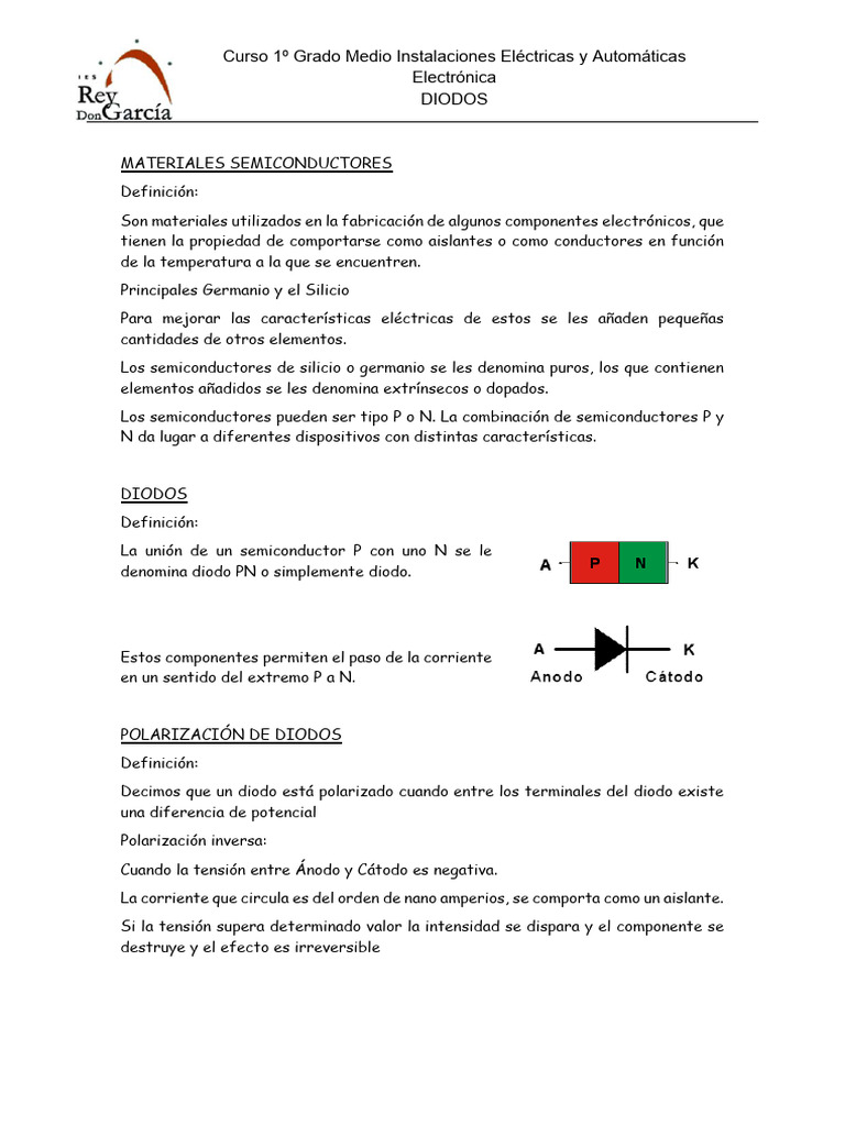 Diodos y Led Apuntes | PDF | Diodo emisor de luz | Diodo