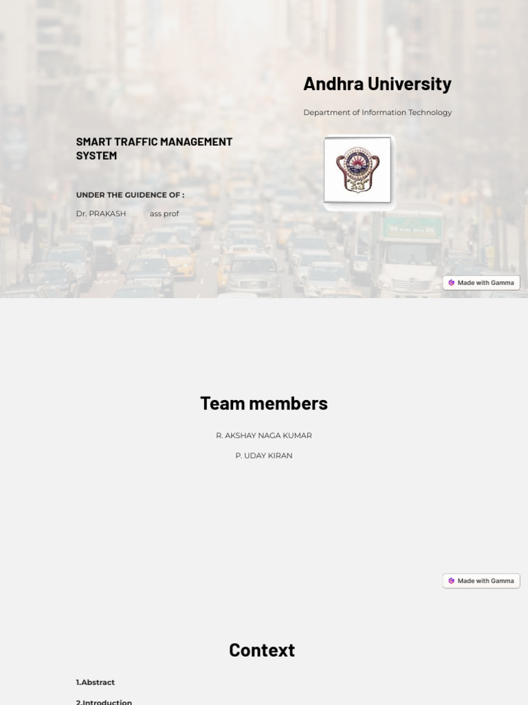 Smart Traffic Management System Overview | PDF | Traffic | Traffic ...