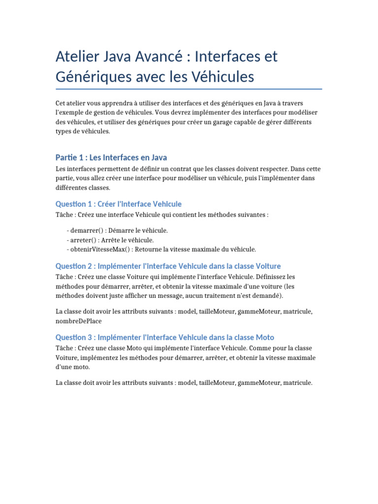 Interfaces et Génériques en Java | PDF | Interface (Informatique ...