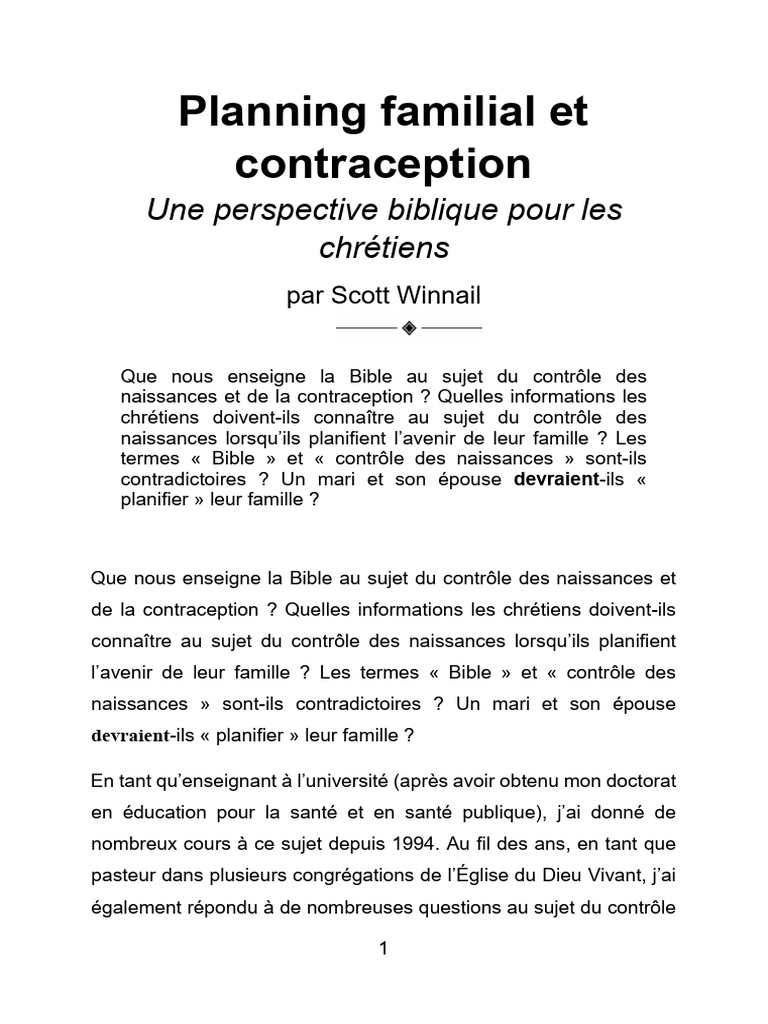 Contraception et Bible : Guide chrétien | PDF | Contraception | Grossesse