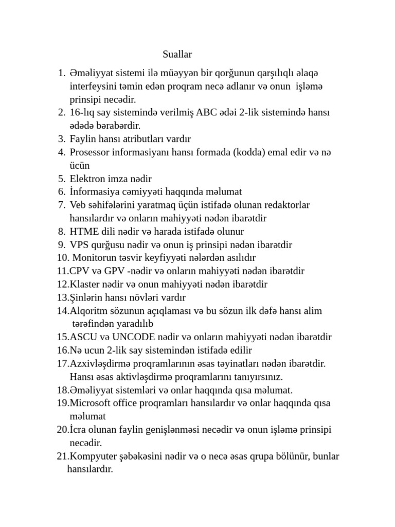 Suallar | PDF