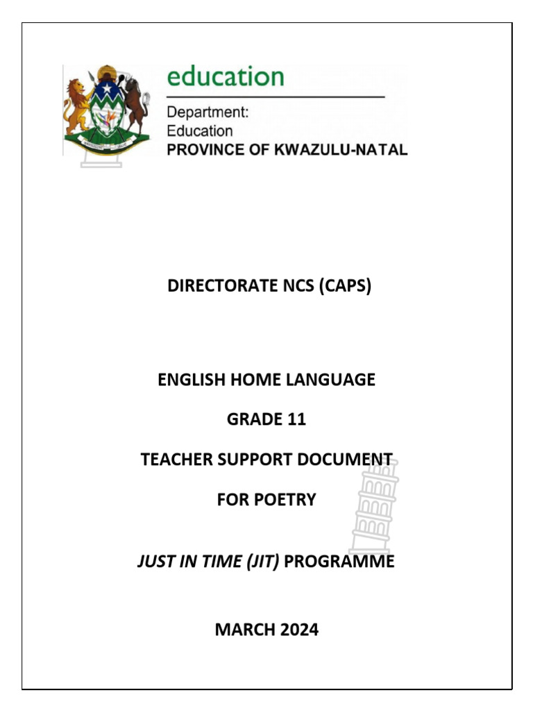 Grade 11 Poetry Teaching Guide | PDF | Poetry