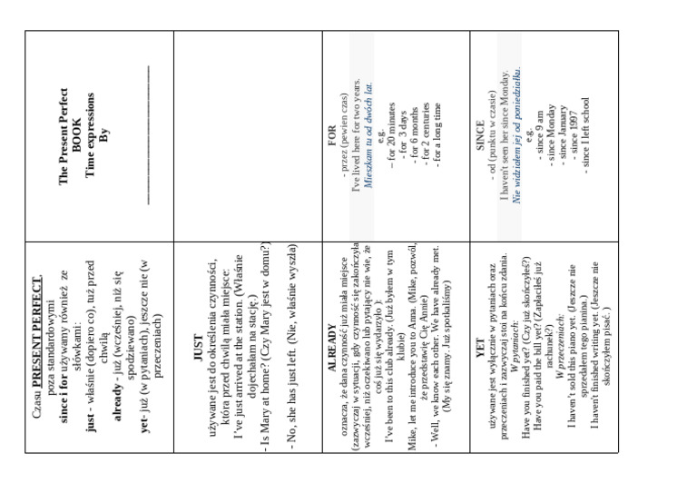 Interactive Book Present Perfect Time Expressions Pdf