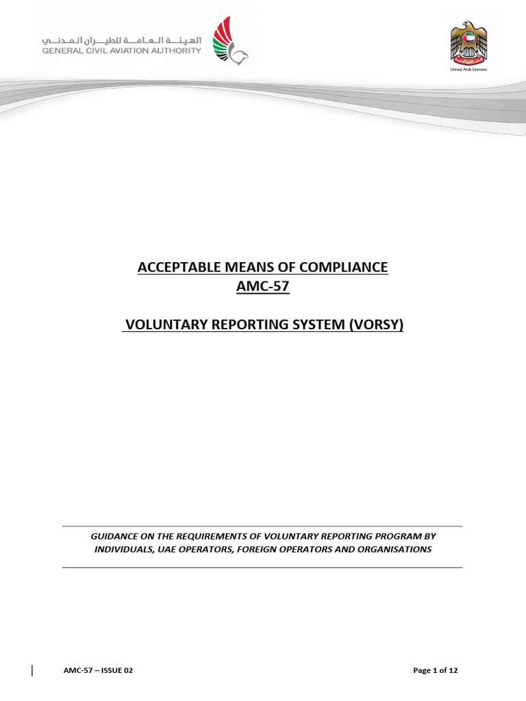 AMC-57 Guidance on Voluntary Reporting | PDF | Safety | Information