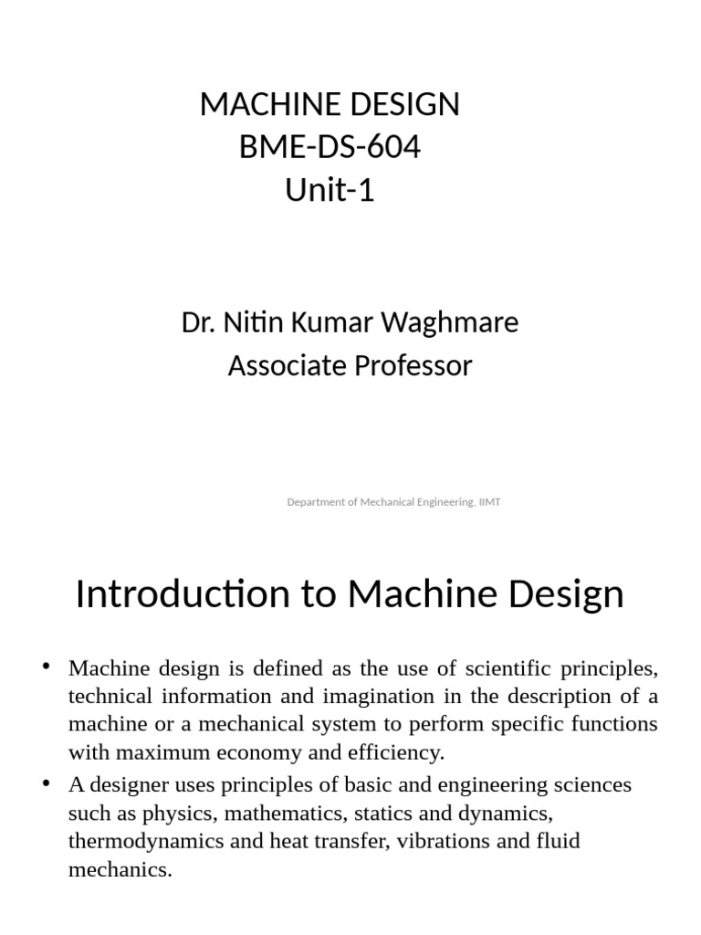 Unit-1 MD | PDF | Fatigue (Material) | Strength Of Materials
