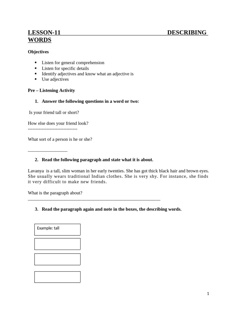 1 Adjectives Pdf Linguistics Syntax