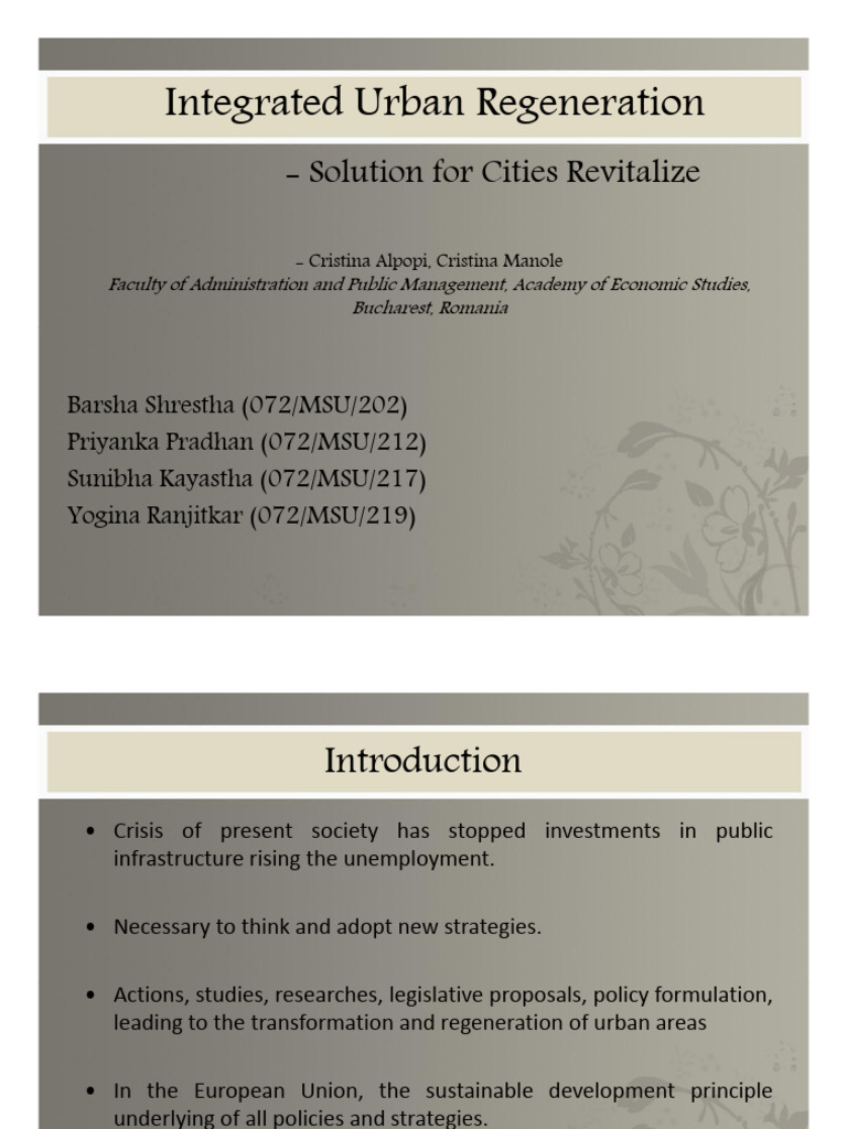 Urban Regeneration Strategies for Cities | PDF | Urban Renewal ...