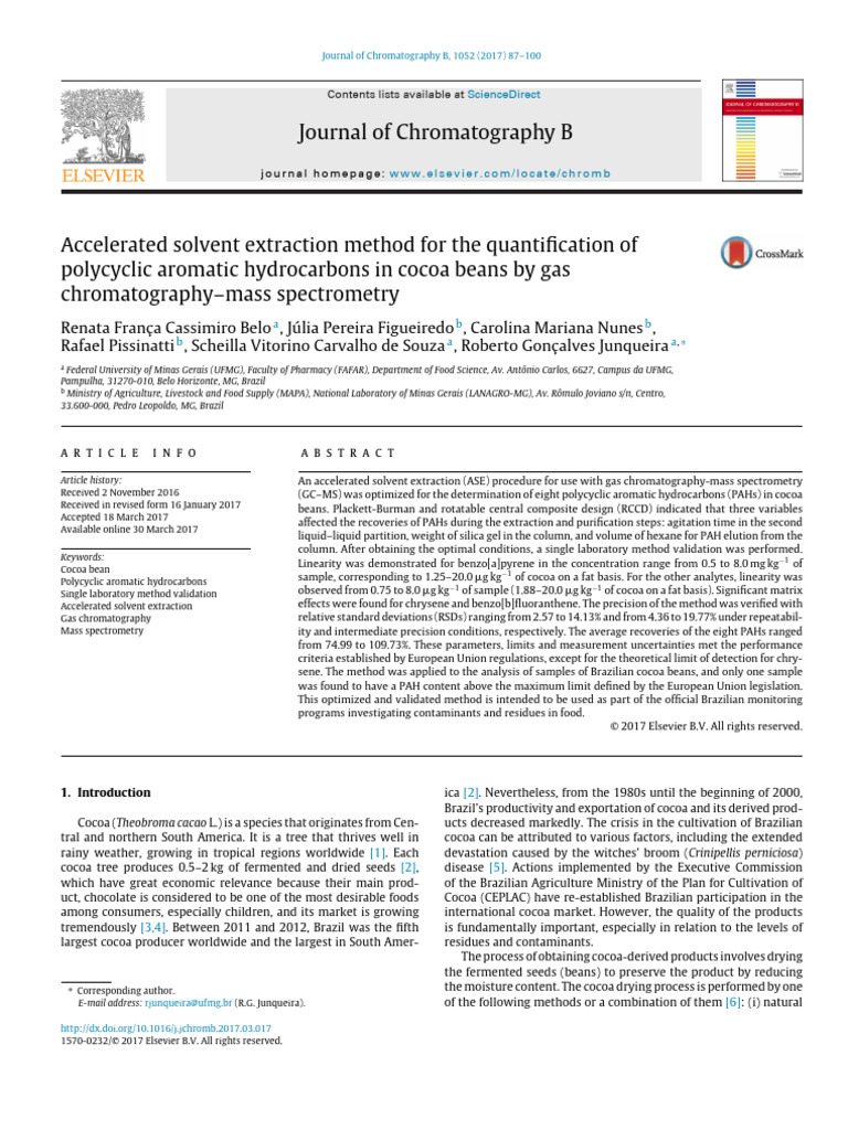 PAH Extraction in Cocoa Beans by GC-MS | PDF | Polycyclic Aromatic ...