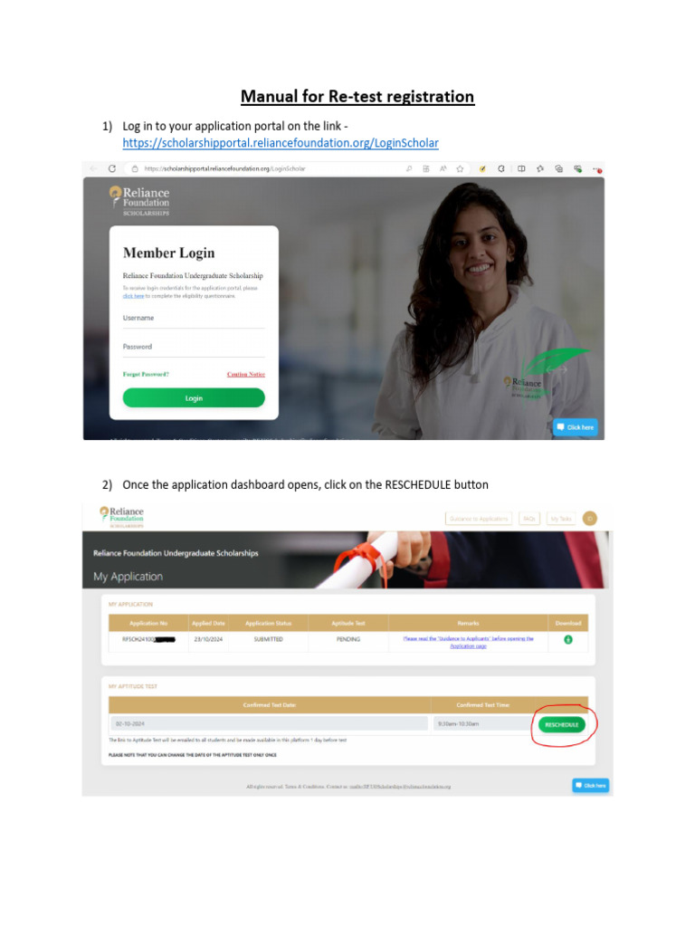 Re Test Registration Guide 2024 Pdf Business