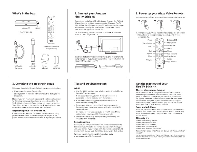 Fire+TV+Stick+4K Quick+Start+Guide in | PDF