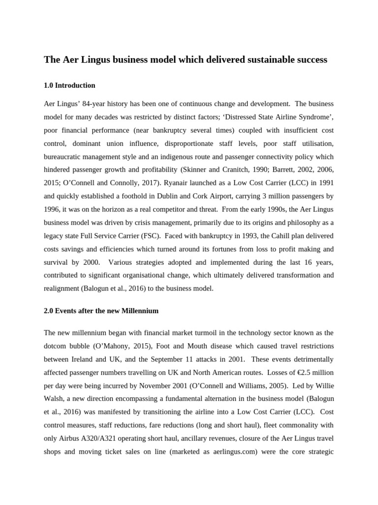 Aer Lingus: Evolution to Value Carrier | PDF | Airlines | Low Cost Carrier