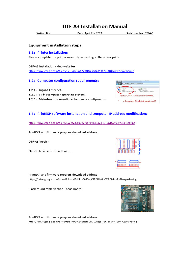DTF-A3 Installation Manual - 230407 | PDF | System Software | Computer ...