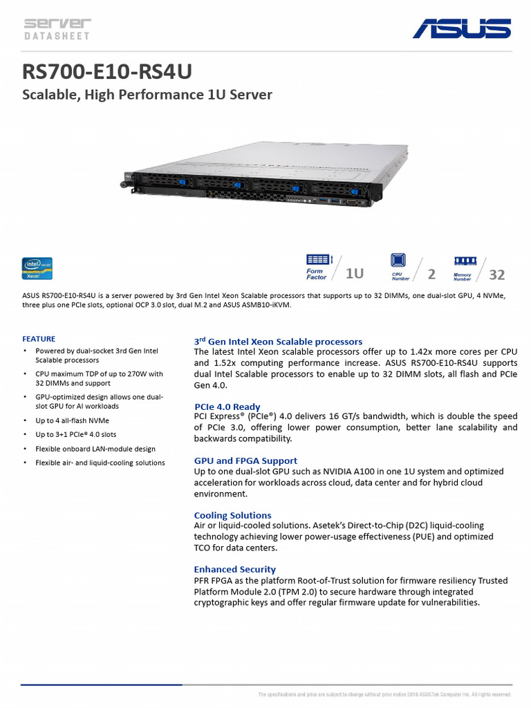 ASUS RS700-E10-RS4U Server Overview | PDF | Graphics Processing Unit ...