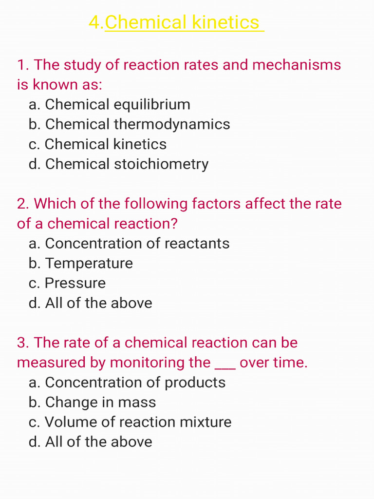 Chemical Kinetics 25 Question - 2 | PDF