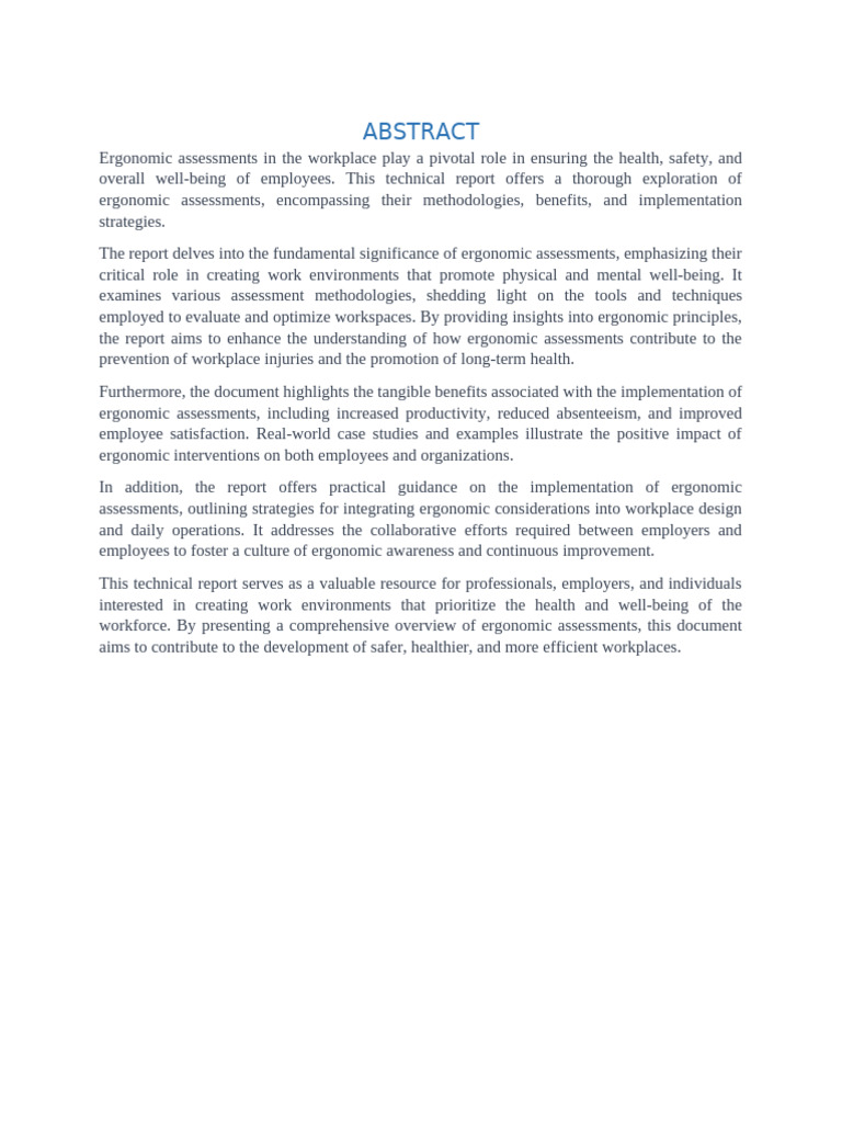 Ergonomic Assessments in the Workplace | PDF | Human Factors And ...