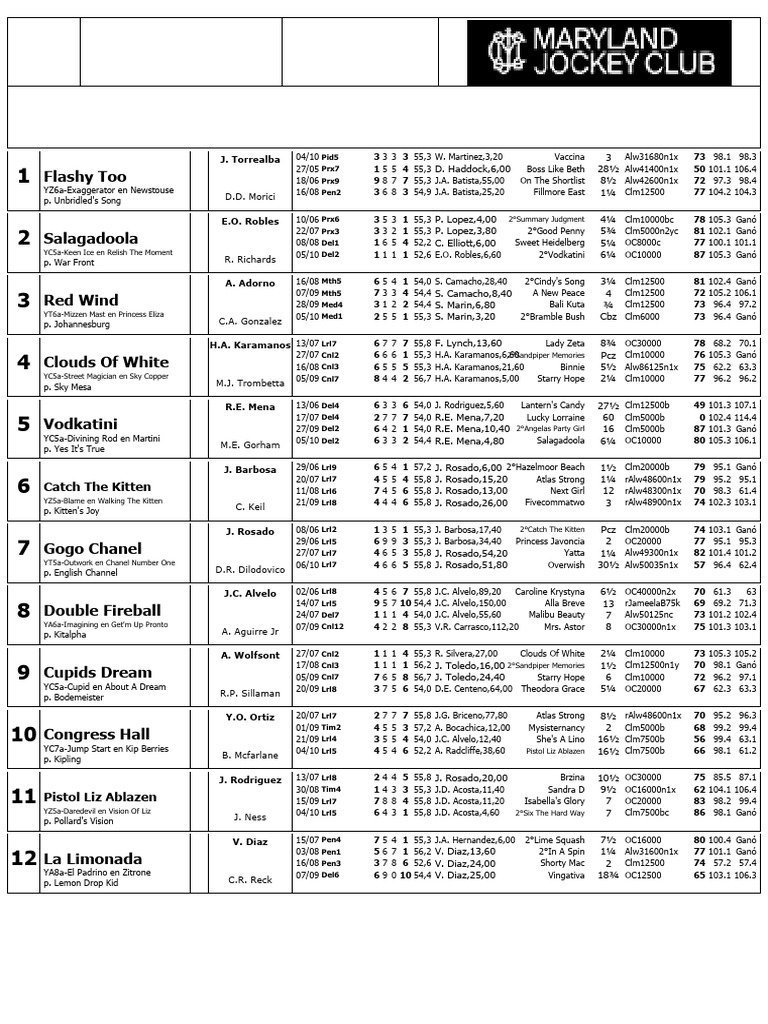 1 Laurel Park Retrospecto PDF Thoroughbred Racehorses American