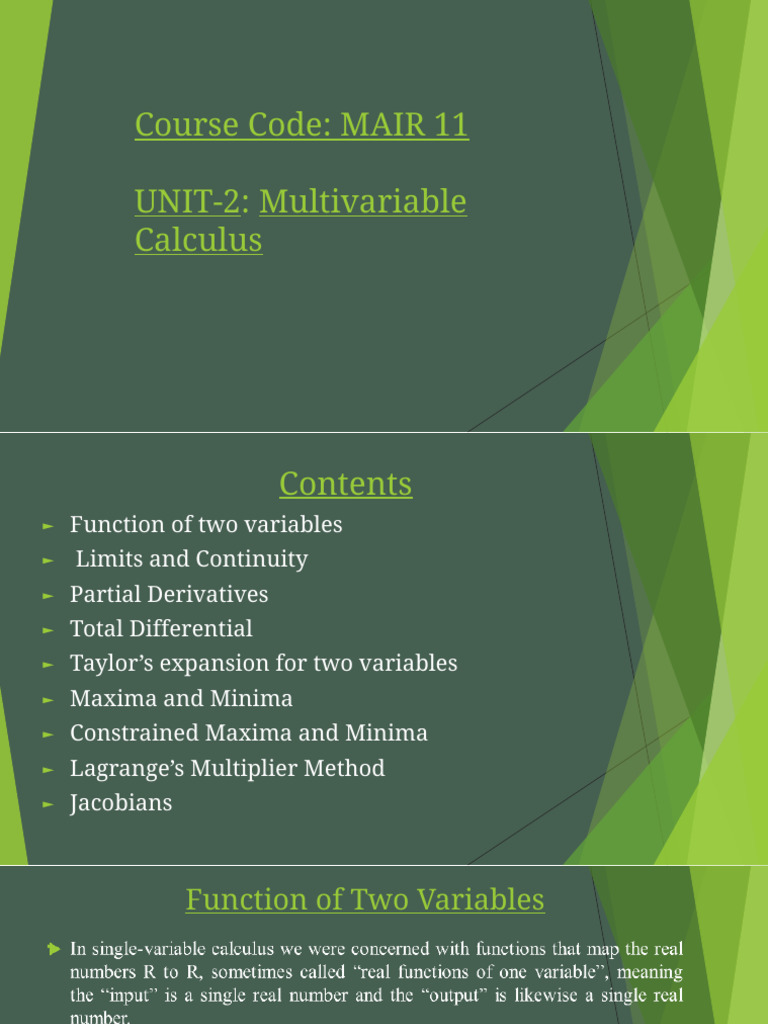 Unit2 Multivar Calculus With Correction | PDF | Mathematical ...