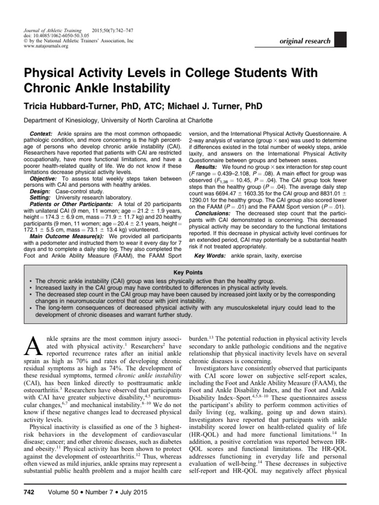 Physical Activity in Chronic Ankle Instability | PDF | Ankle