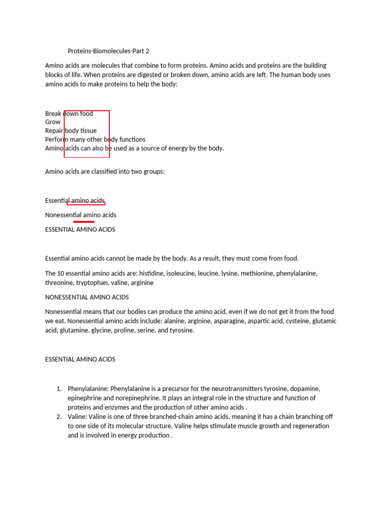 Part 2 Proteins Biomolecules Pdf Amino Acid Biosynthesis