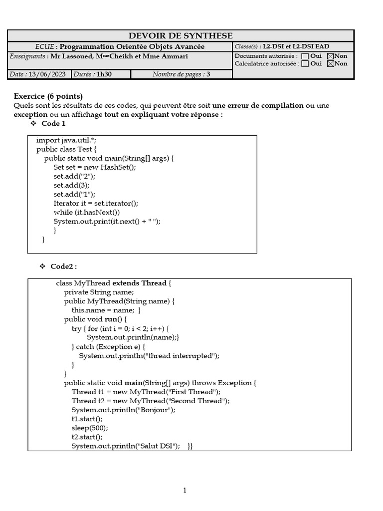 Devoir de Programmation Avancée | PDF | Java (Langage de programmation ...