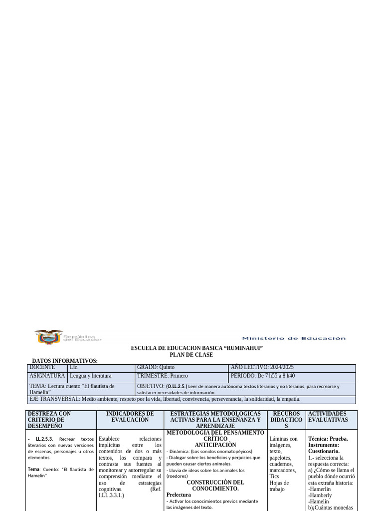 PLAN de Clase Con NEE Grupo 10 | PDF | Evaluación | Aprendizaje