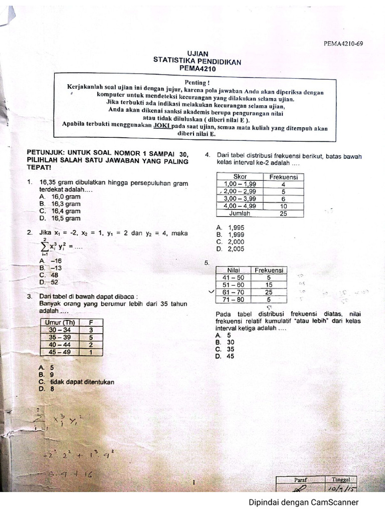 Soal Ujian Ut Pema4210 | PDF