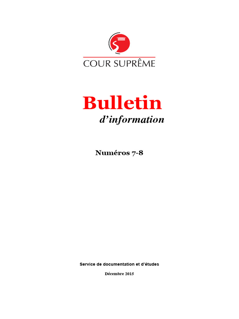 Bulletin d'information n°7-8 de la Cour Suprême | PDF | Magistrat | État
