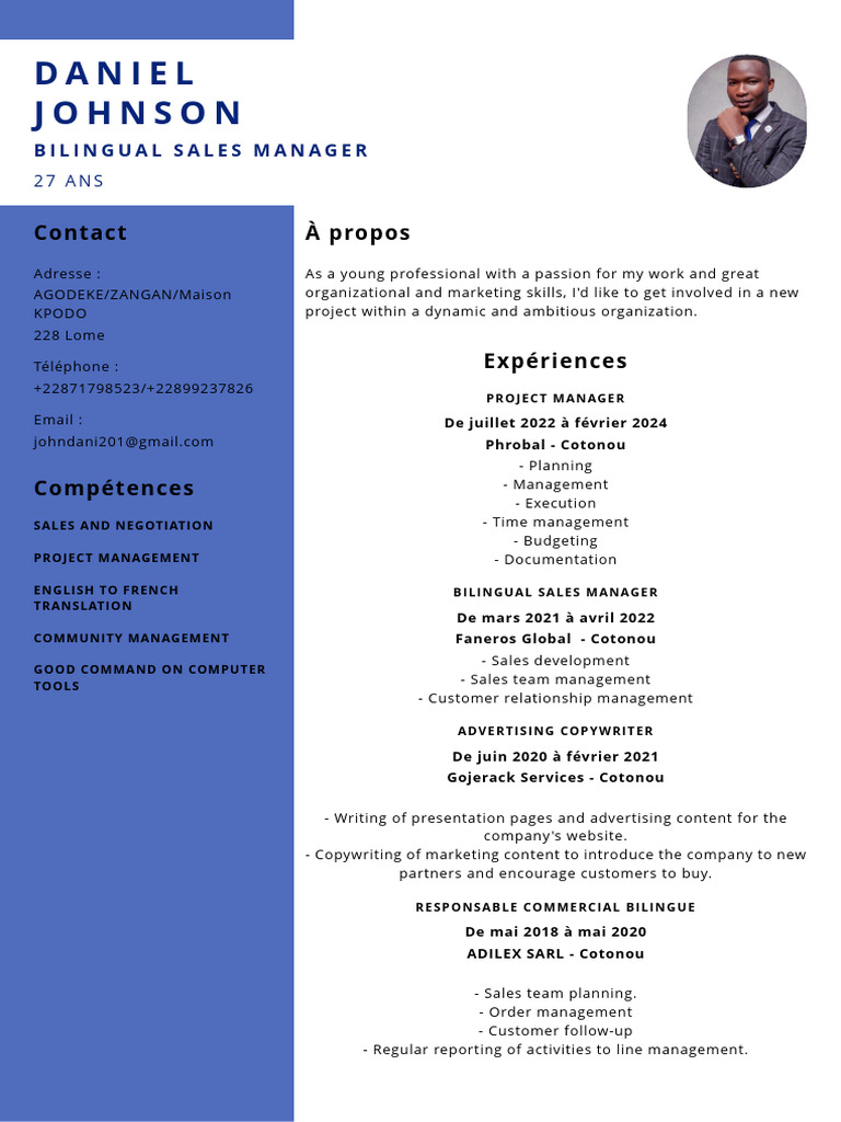 CV de Daniel Johnson - Manager Bilingue | PDF | Économie d'entreprise ...