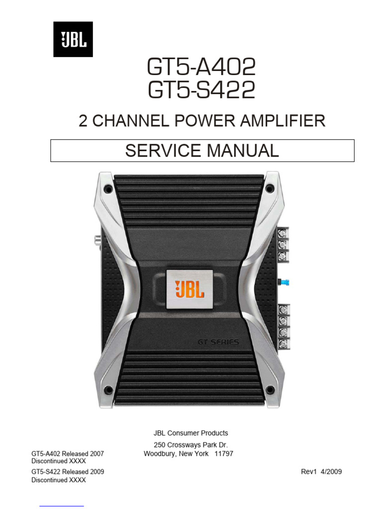 JBL GT5-A402 2-Channel Amplifier Manual | PDF | Signal Processing