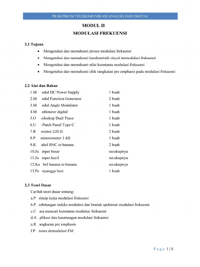 MODUL II - Modulasi Frekuensi | PDF