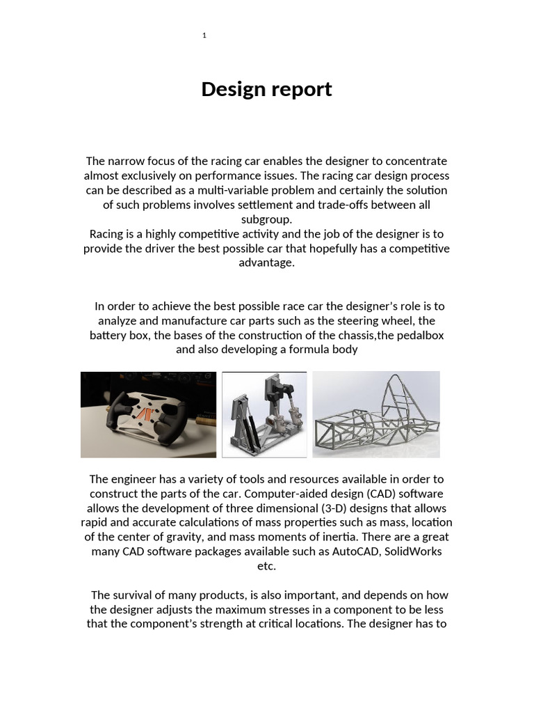 Racing Car Design Process Overview | PDF | Computer Aided Design