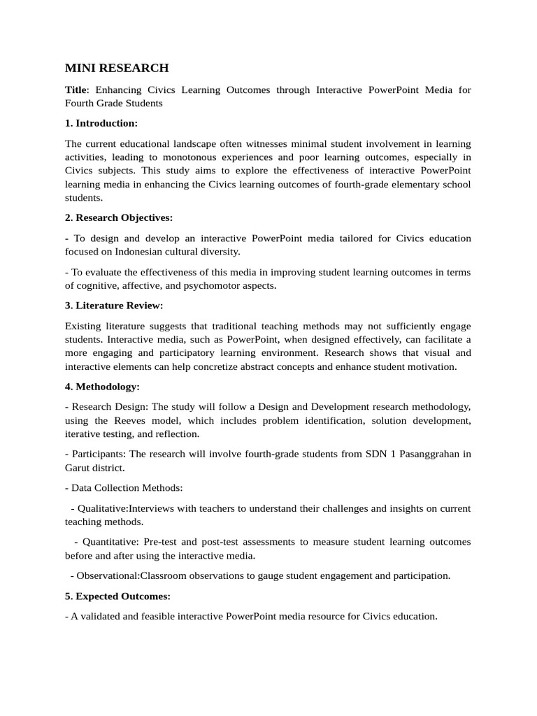 Mini Riset Angraini | PDF | Methodology | Learning