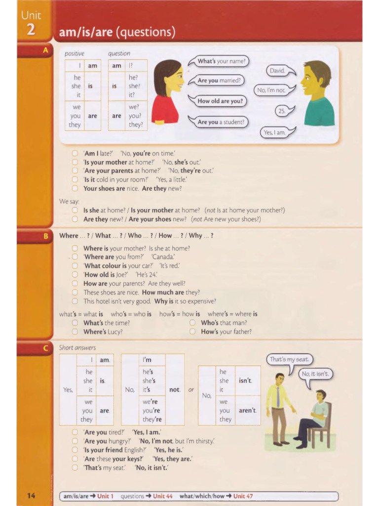 English Grammar: am/is/are Questions | PDF