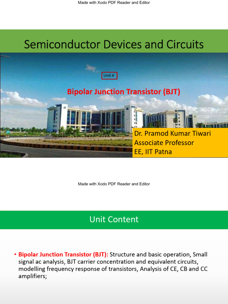 Semiconductor Devices and Circuits: Bipolar Junction Transistor (BJT ...