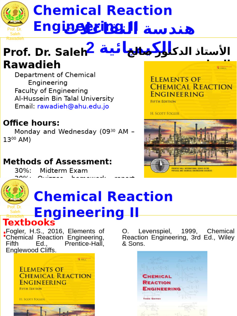 Chemical Reaction Engineering II Course Overview | PDF | Catalysis ...