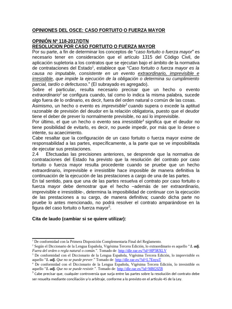 Caso Fortuito y Fuerza Mayor: Análisis OSCE | PDF | Derecho privado ...