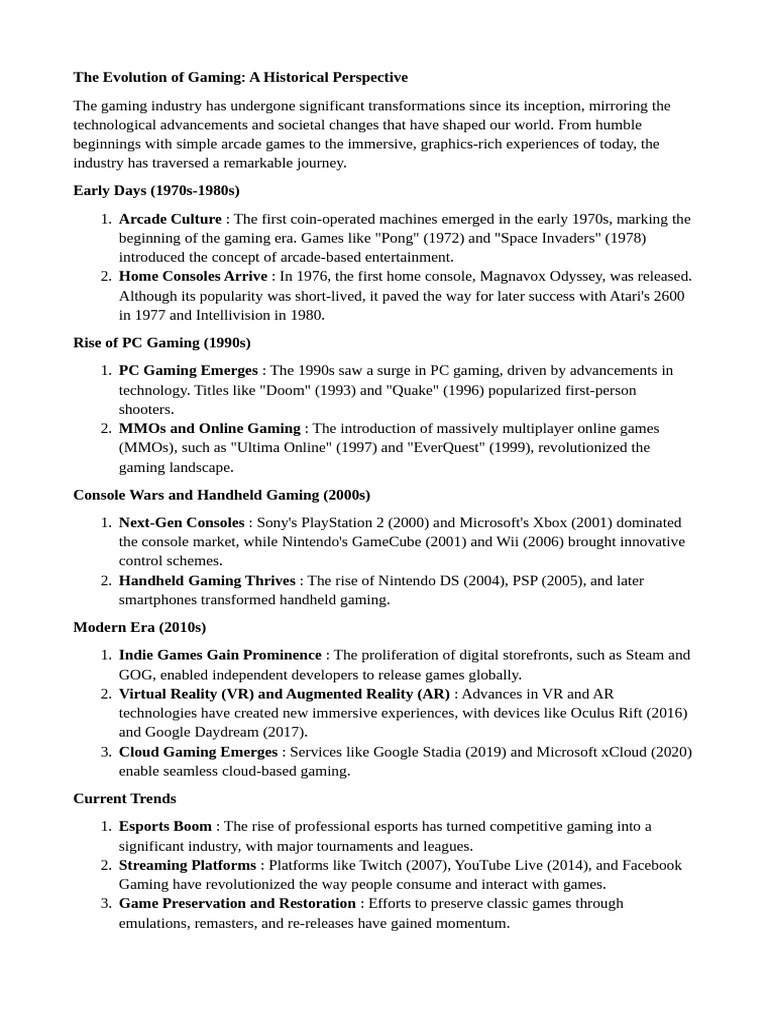 Gaming Trends Complete Overview | PDF | Video Game Consoles | Video Games