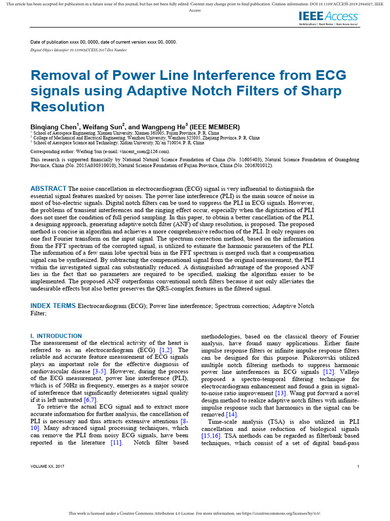 Removal of Power Line Interference From | PDF | Spectral Density | Wavelet