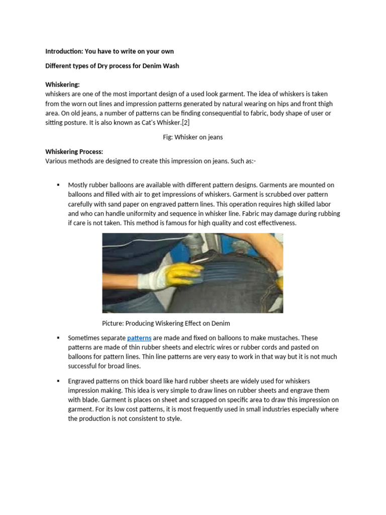 Denim Dry Process Techniques Explained | PDF | Jeans