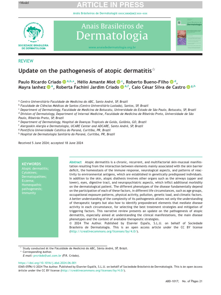 Pathogenesis of Atopic Dermatitis Explained | PDF | Allergy | Food Allergy