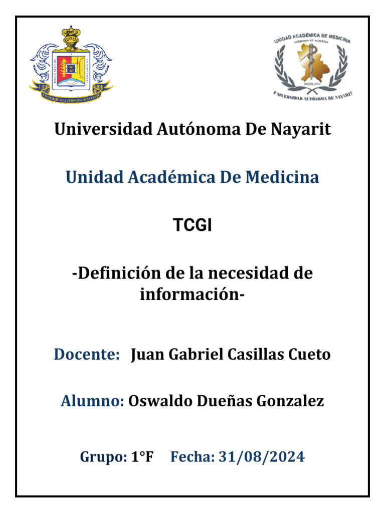 TCGI 3 Definición de La Necesidad de Información | PDF | Salud y bienestar