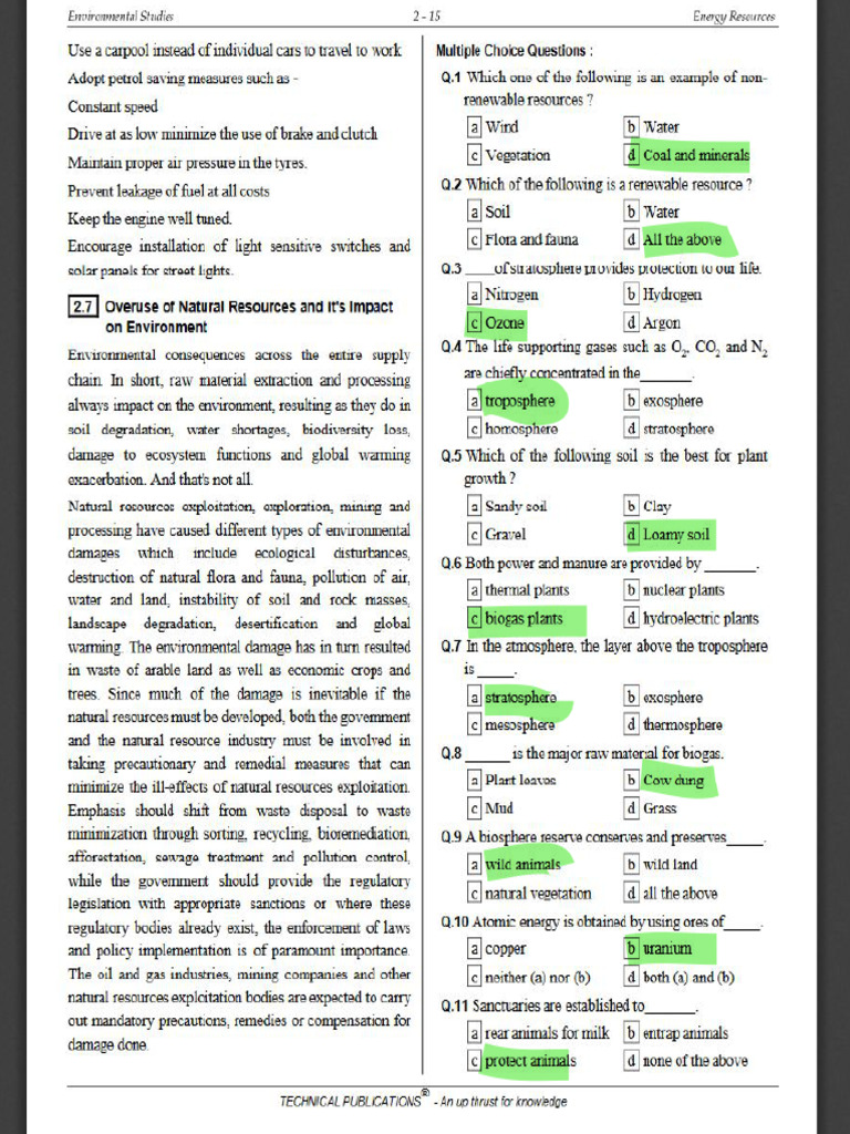 EST Chapter 2 Technical MCQs | PDF | Environmental Degradation ...
